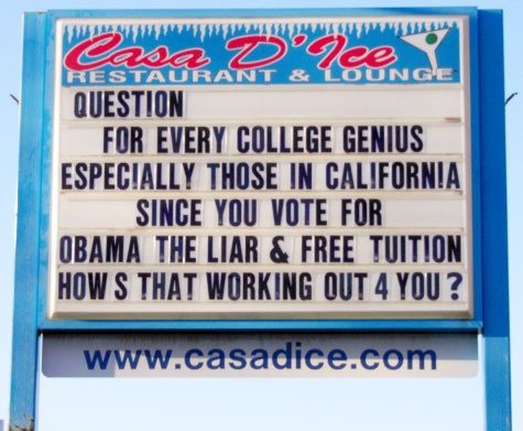 Question For Every College Genius   Especially Those In California   Since You Vote For Obama The Liar & Free Tuition How's That Working Out 4 You?
